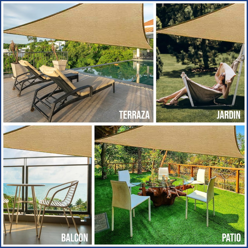 SHADE SAIL™ Toldo Triangular 3.5 metros x Lado - Protección UV y Estilo -|Tela Raschel| [ENVÍO GRATIS]