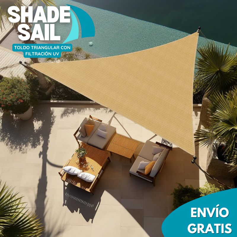 SHADE SAIL™ Toldo Triangular 3.5 metros x Lado - Protección UV y Estilo -|Tela Raschel| [ENVÍO GRATIS]